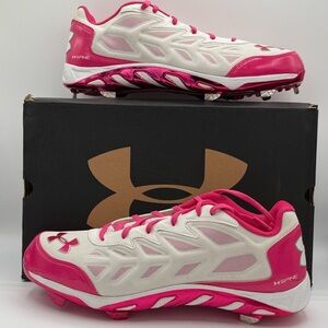 Under Armour Pink and White Athletic Shoes with Bold Design